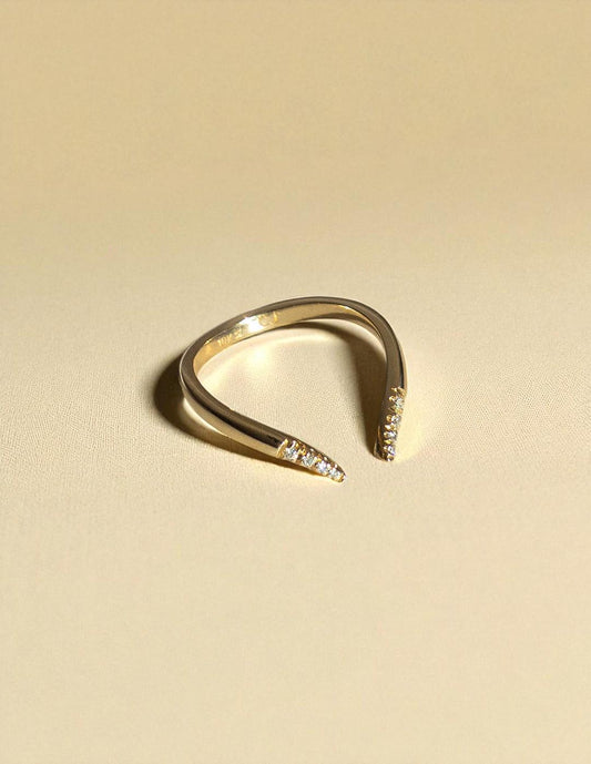 925 Silver Open CZ Ring Dainty Chevron Stacking Minimalist Wedding Anniversary Band