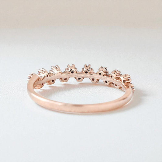 925 Silver CZ Cluster Band Dainty Stacking Minimalist Wedding Anniversary Ring