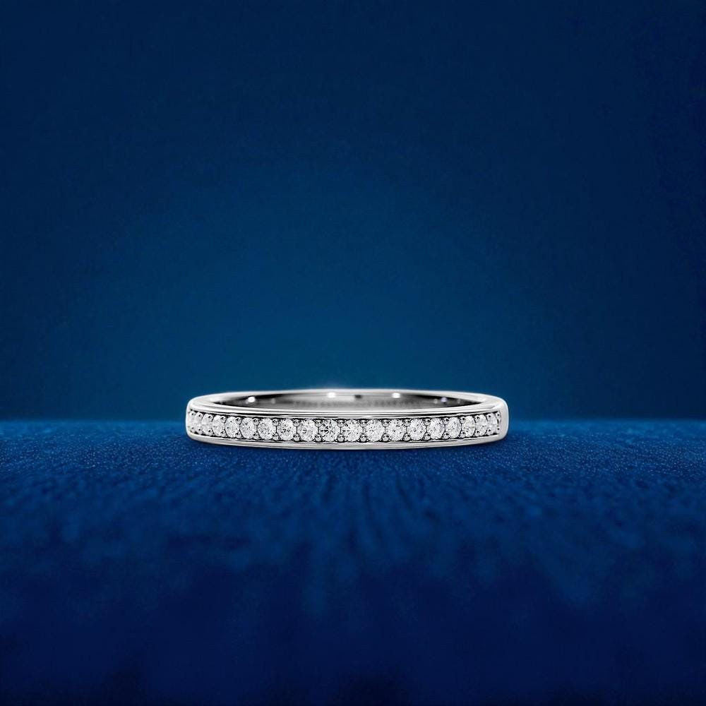 925 Silver CZ Eternity Band â Dainty Stacking Minimalist Wedding Anniversary Promise Ring