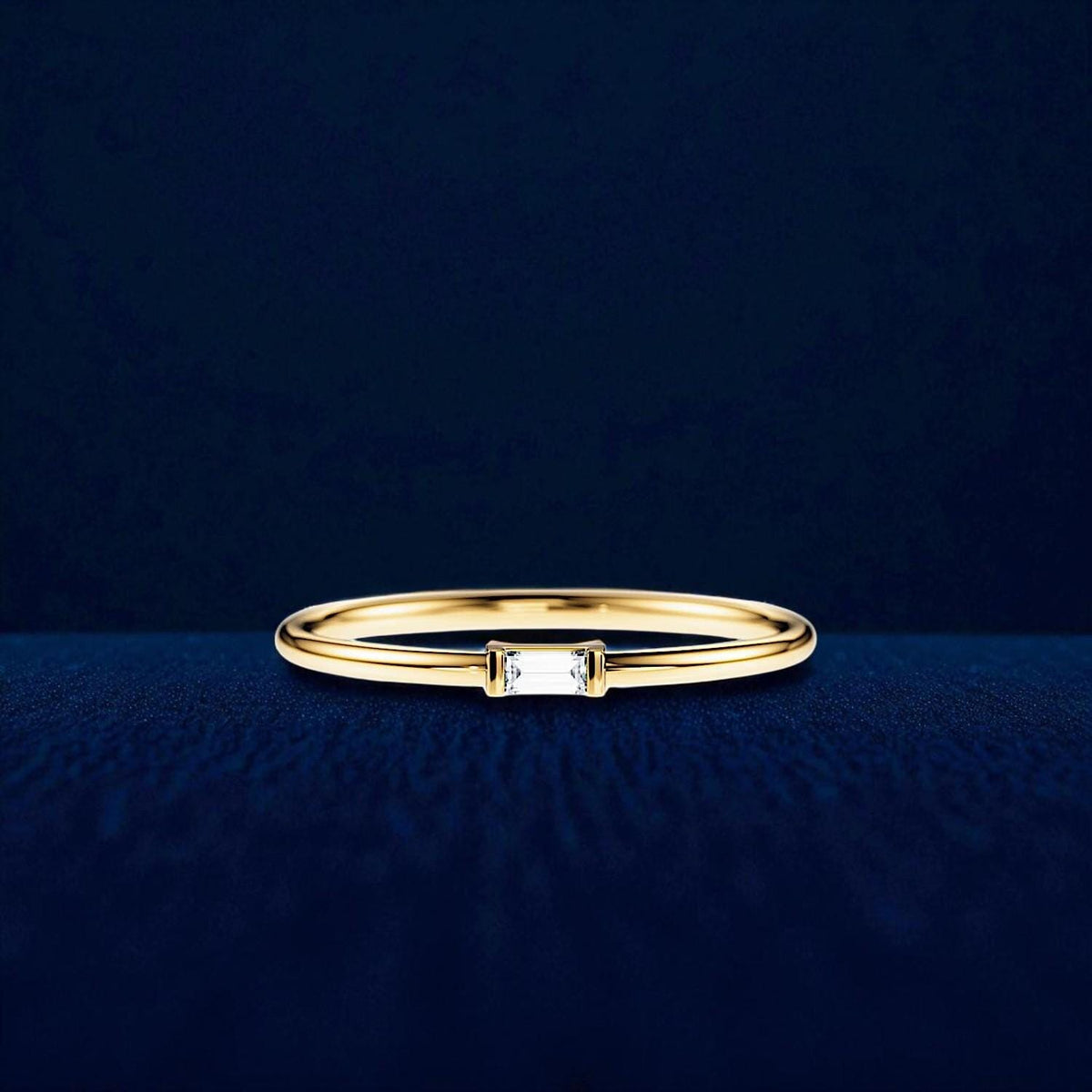 Baguette CZ Ring, Gold Plated 925 Sterling Silver Promise Ring
