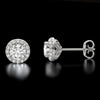 Sterling Silver Halo CZ Stud Earrings, Bridal Jewelry