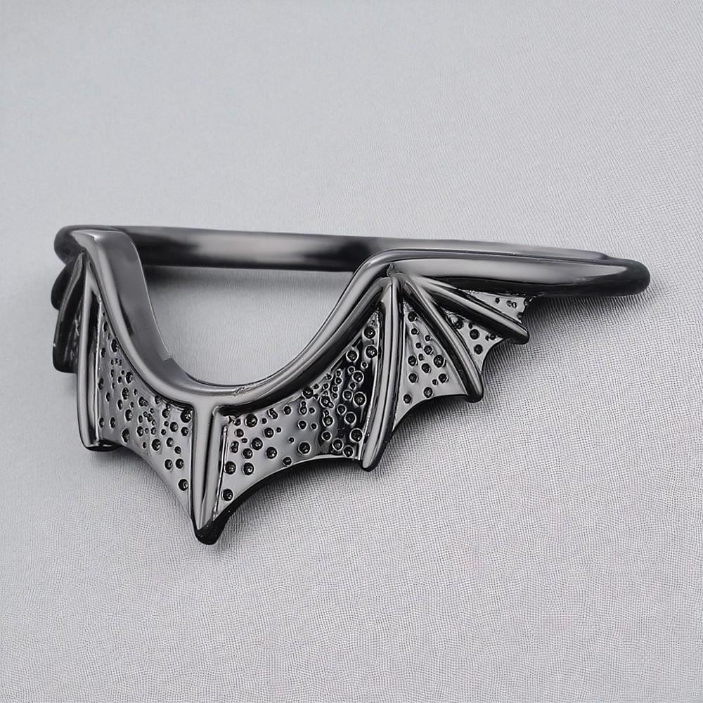 Black Gothic Bat Wing Ring: 925 Sterling Silver Cosplay Jewelry