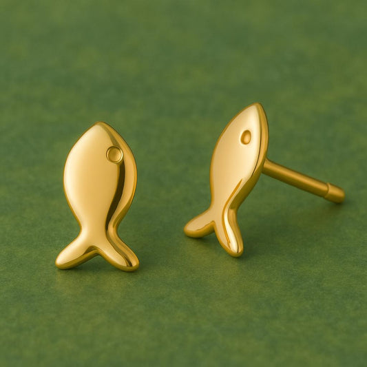 Sterling Silver Fish Stud Earrings: Minimalist Ocean Jewelry
