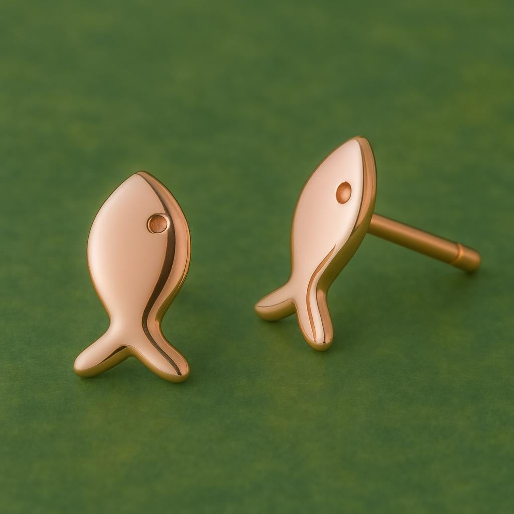 Sterling Silver Fish Stud Earrings: Minimalist Ocean Jewelry