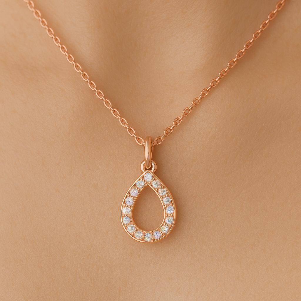 Sterling Silver Teardrop CZ Pendant Necklace: Halo Drop Jewelry