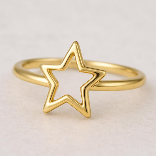 Sterling Silver Star Ring: Minimalist Open Star Band