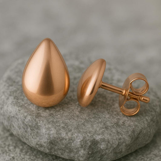 Sterling Silver Teardrop Stud Earrings: Minimalist Polished Dome