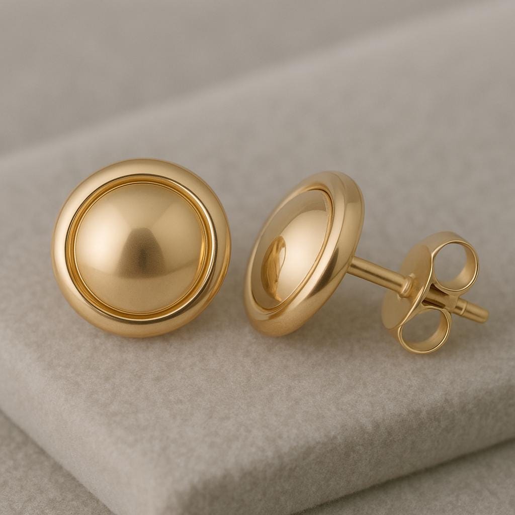 Sterling Silver Bezel Dome Stud Earrings: Minimalist Polished Jewelry