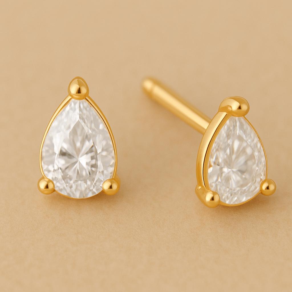 925 Sterling Silver Pear CZ Stud Earrings | Minimalist Earrings | Dainty Gift for Her