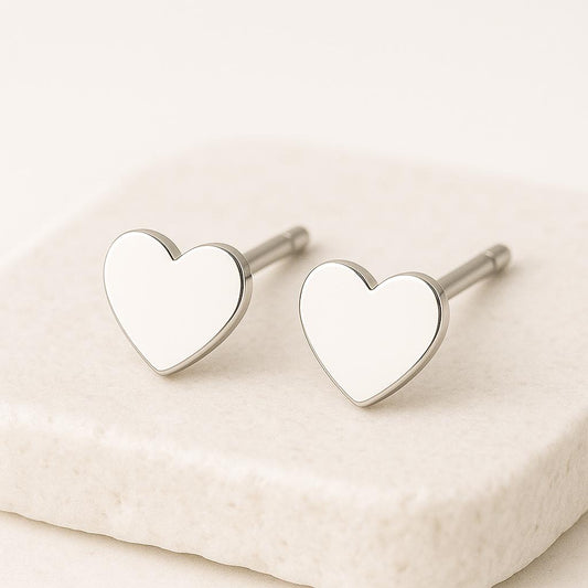 Sterling Silver Heart Stud Earrings: Minimalist 925 Silver Jewelry