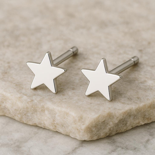 Sterling Silver Star Stud Earrings: Minimalist Celestial Jewelry