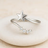 Sterling Silver Shooting Star Ring | Adjustable CZ Celestial Jewelry
