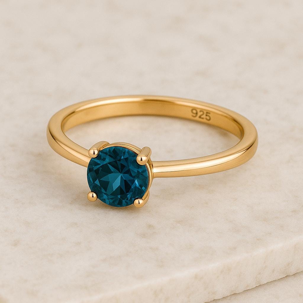London Topaz Sterling Silver Ring | Minimalist Solitaire Jewelry