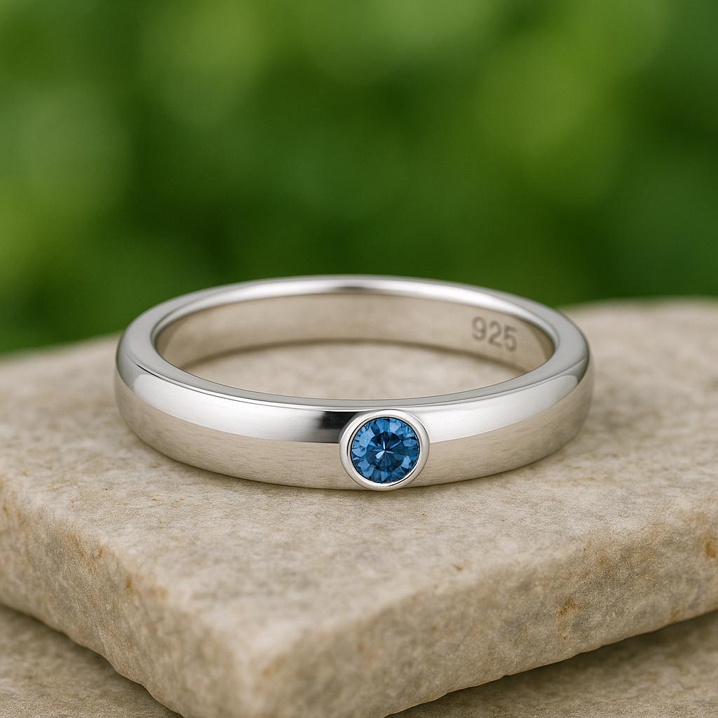 Sterling Silver London Topaz Ring | Bezel Set, Minimalist Band