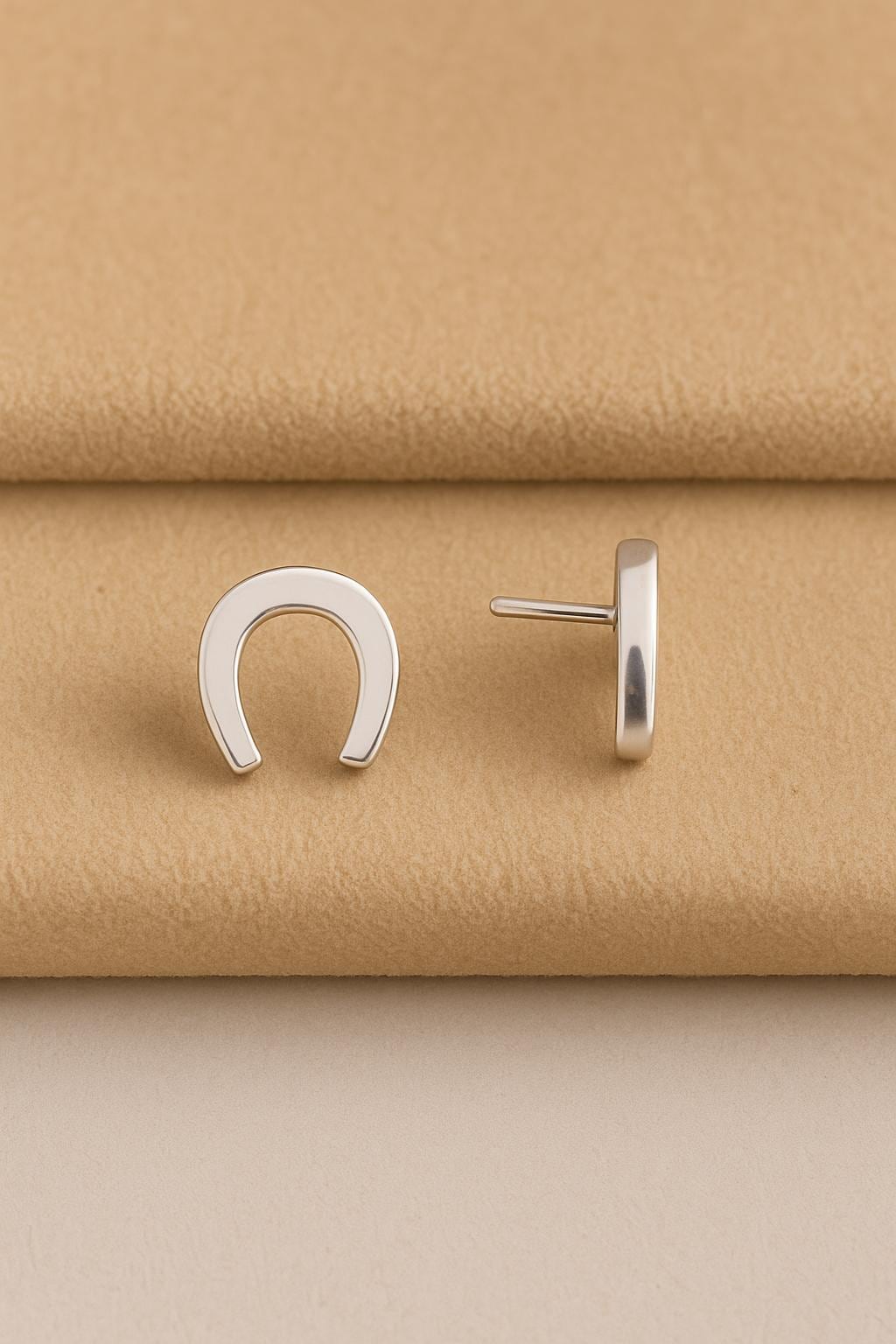 Silver Horseshoe Stud Earrings 925 • Lucky Symbol Minimalist Earrings • Dainty Everyday Jewelry Gift