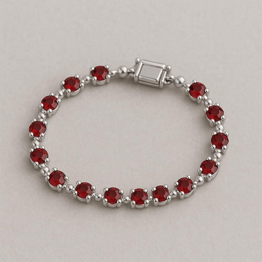 Garnet Tennis Bracelet | 925 Sterling Silver January Birthstone