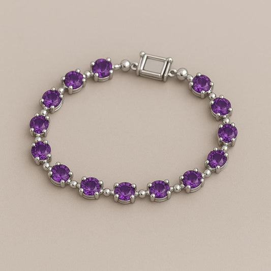 Amethyst Tennis Bracelet | Sterling Silver, February Birthstone