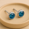 London Blue Topaz Stud Earrings | 925 Sterling Silver, Bezel Set