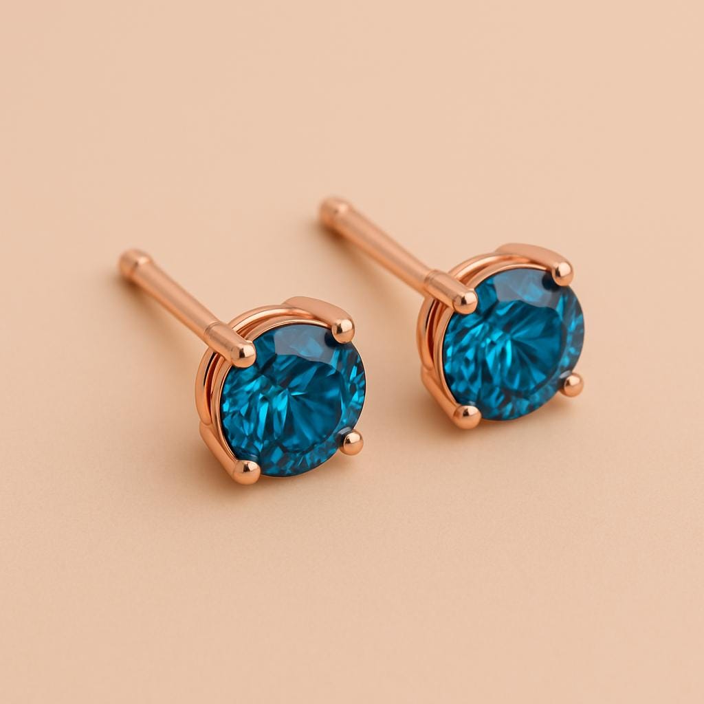 London Blue Topaz Stud Earrings | 925 Sterling Silver, 4mm