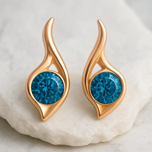 London Blue Topaz Sterling Silver Earrings | Modern Wave Design