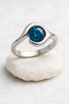 London Blue Topaz Sterling Silver Wave Ring | Ocean Jewelry