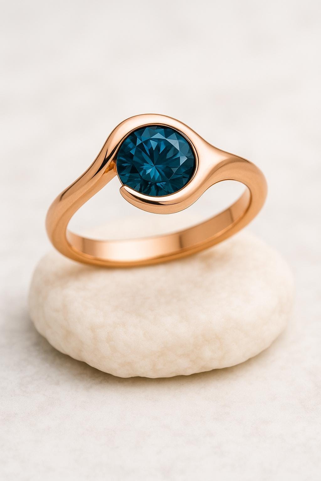 London Blue Topaz Sterling Silver Wave Ring | Ocean Jewelry