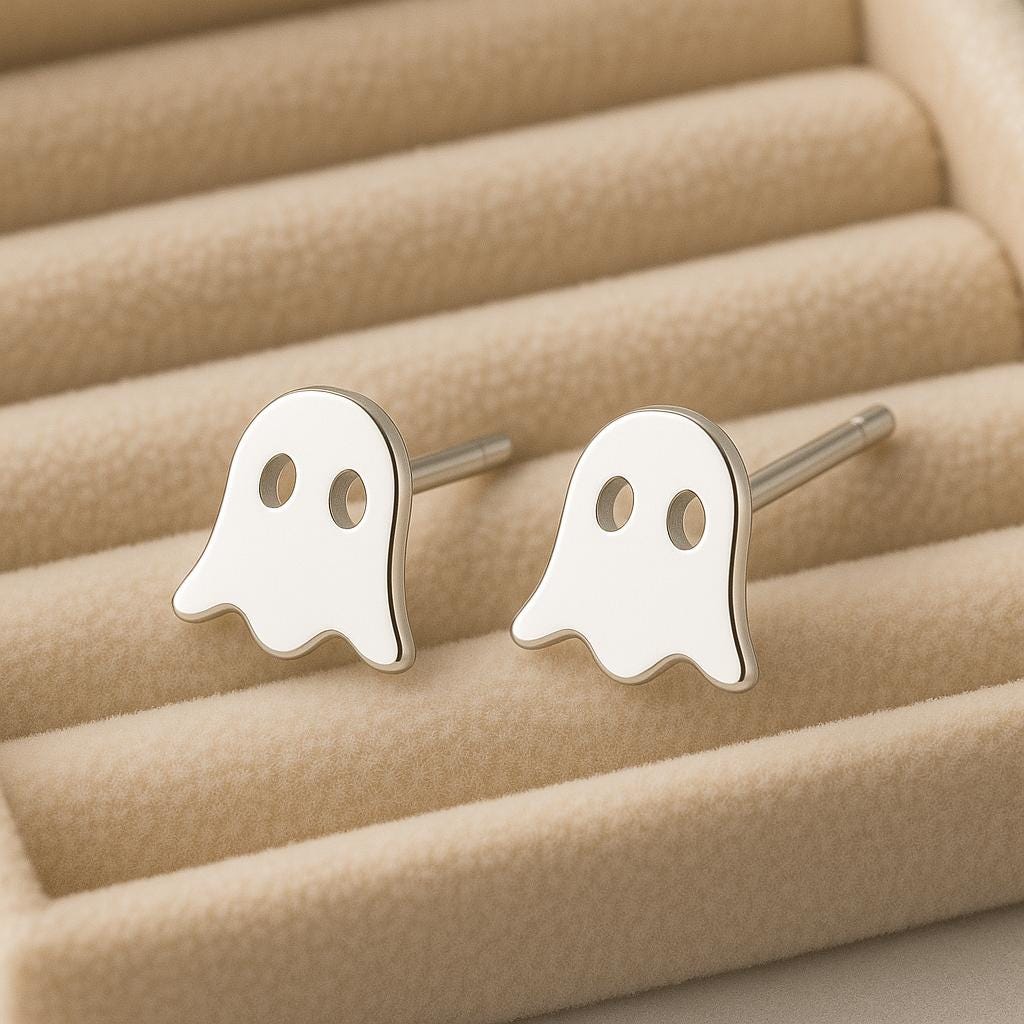 Sterling Silver Ghost Earrings: Minimalist Halloween Jewelry