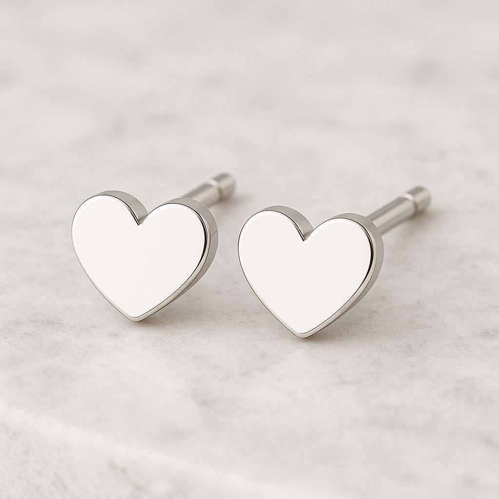 Sterling Silver Heart Stud Earrings: Minimalist 925 Silver Jewelry
