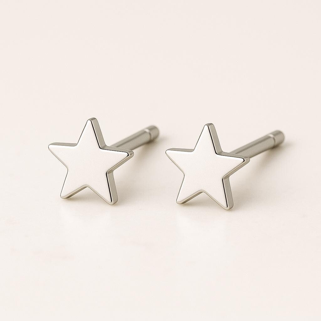 Sterling Silver Star Stud Earrings: Minimalist Celestial Jewelry