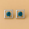 London Topaz CZ Sterling Silver Square Stud Earrings