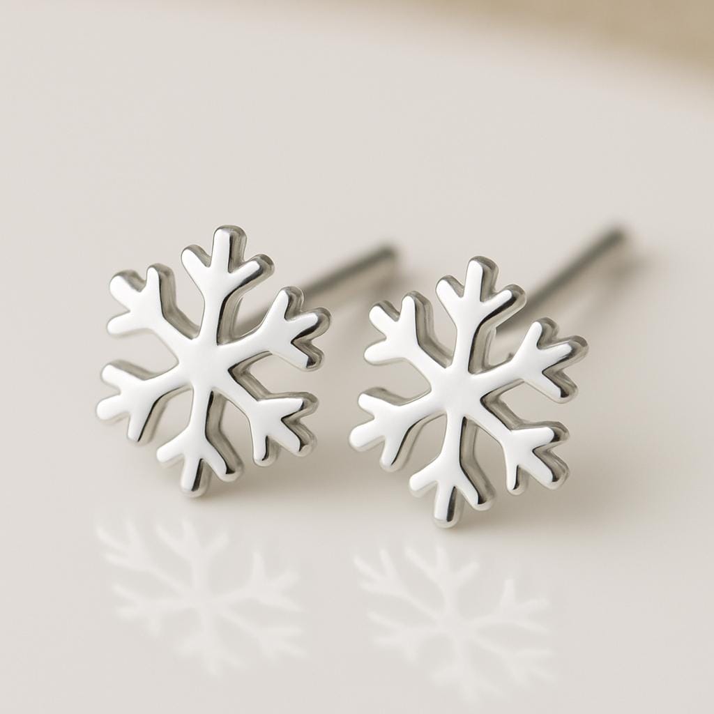 Silver Snowflake Stud Earrings 925 | Winter Earrings | Christmas Jewelry Gift | Minimalist