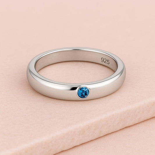 Sterling Silver London Topaz Ring | Bezel Set, Minimalist Band