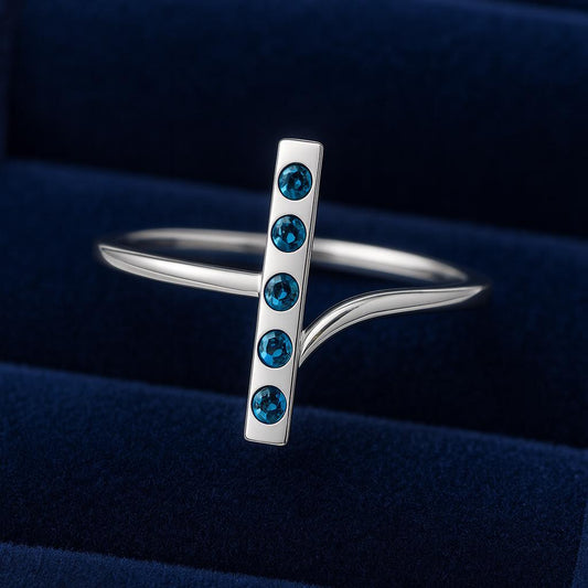 Sterling Silver London Topaz Bar Ring | Modern Minimalist Jewelry