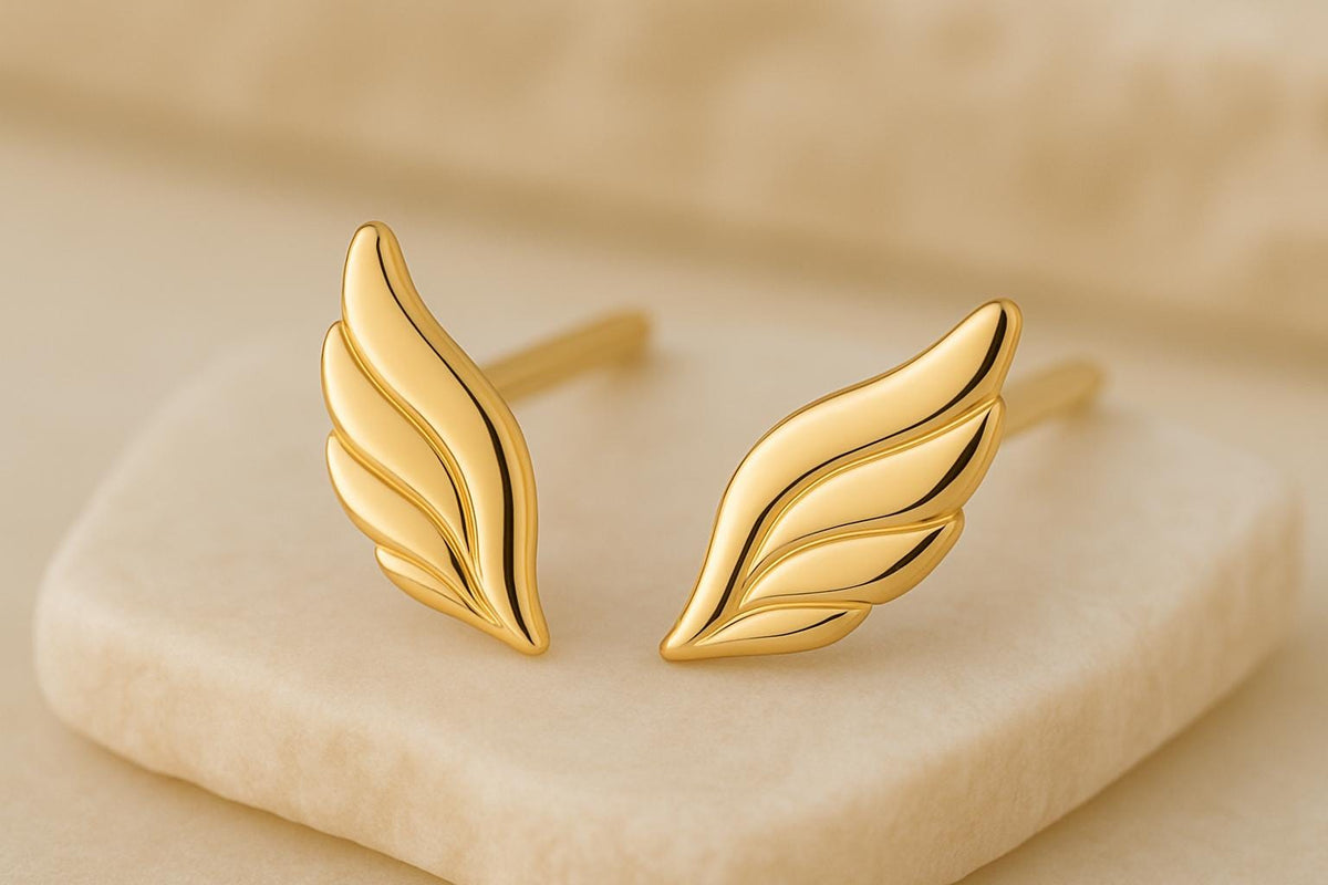 Sterling Silver Angel Wing Stud Earrings | 925 Minimalist Feather Earrings | Gift for Her