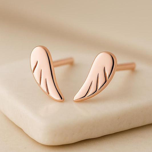 Sterling Silver Angel Wing Stud Earrings | 925 Minimalist Feather Earrings | Gift for Women