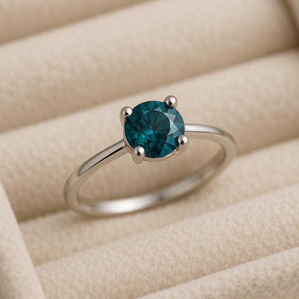 London Blue Topaz Ring | Sterling Silver Solitaire Engagement Jewelry