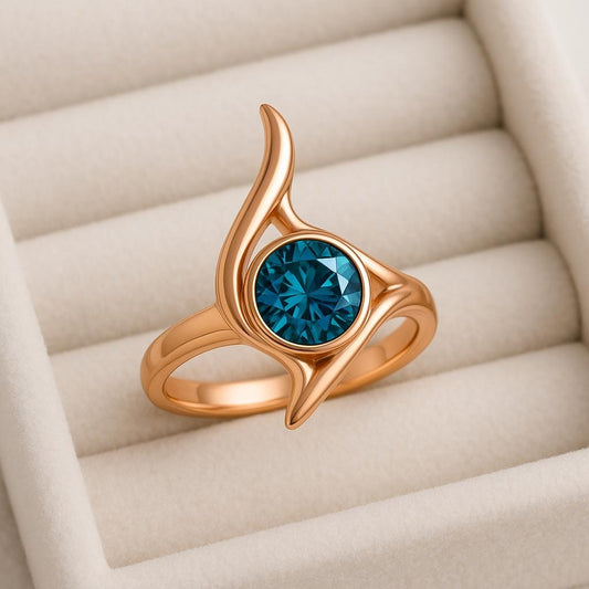 London Blue Topaz Ring | Flame Sterling Silver Statement Ring