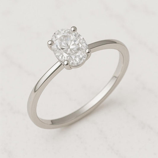 Sterling Silver Oval CZ | 925 Solitaire Engagement Ring | Minimalist Promise Ring for Women