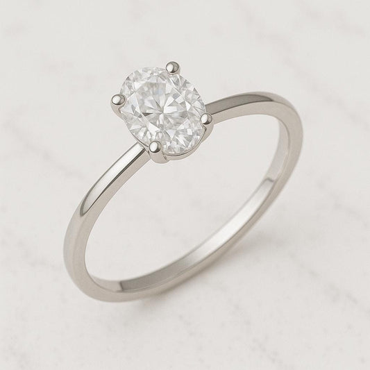 Sterling Silver Oval CZ | 925 Solitaire Engagement Ring | Minimalist Promise Ring for Women