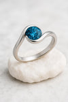 Sterling Silver Wave Ring | 6mm London Blue Topaz Bezel Setting