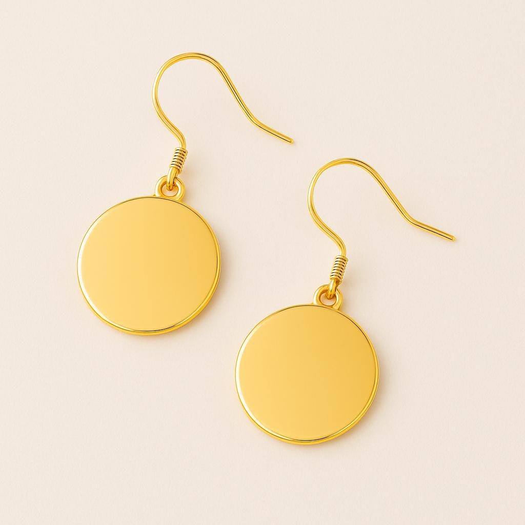 Sterling Silver Disc Earrings ⢠Minimalist Dangle Drops, Polished Coin
