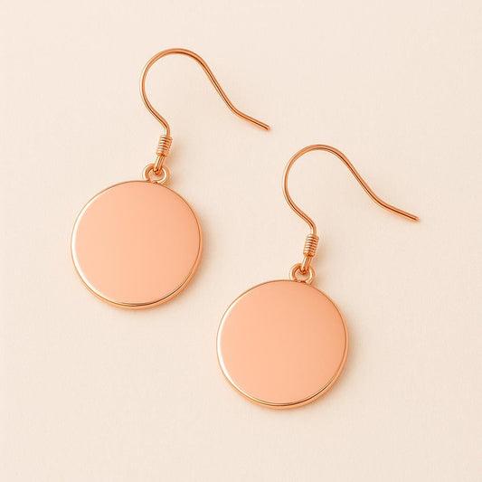 Sterling Silver Disc Earrings Minimalist Dangle Drops, Polished Coin