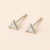 Sterling Silver Triangle CZ Stud Earrings • Minimalist Jewelry
