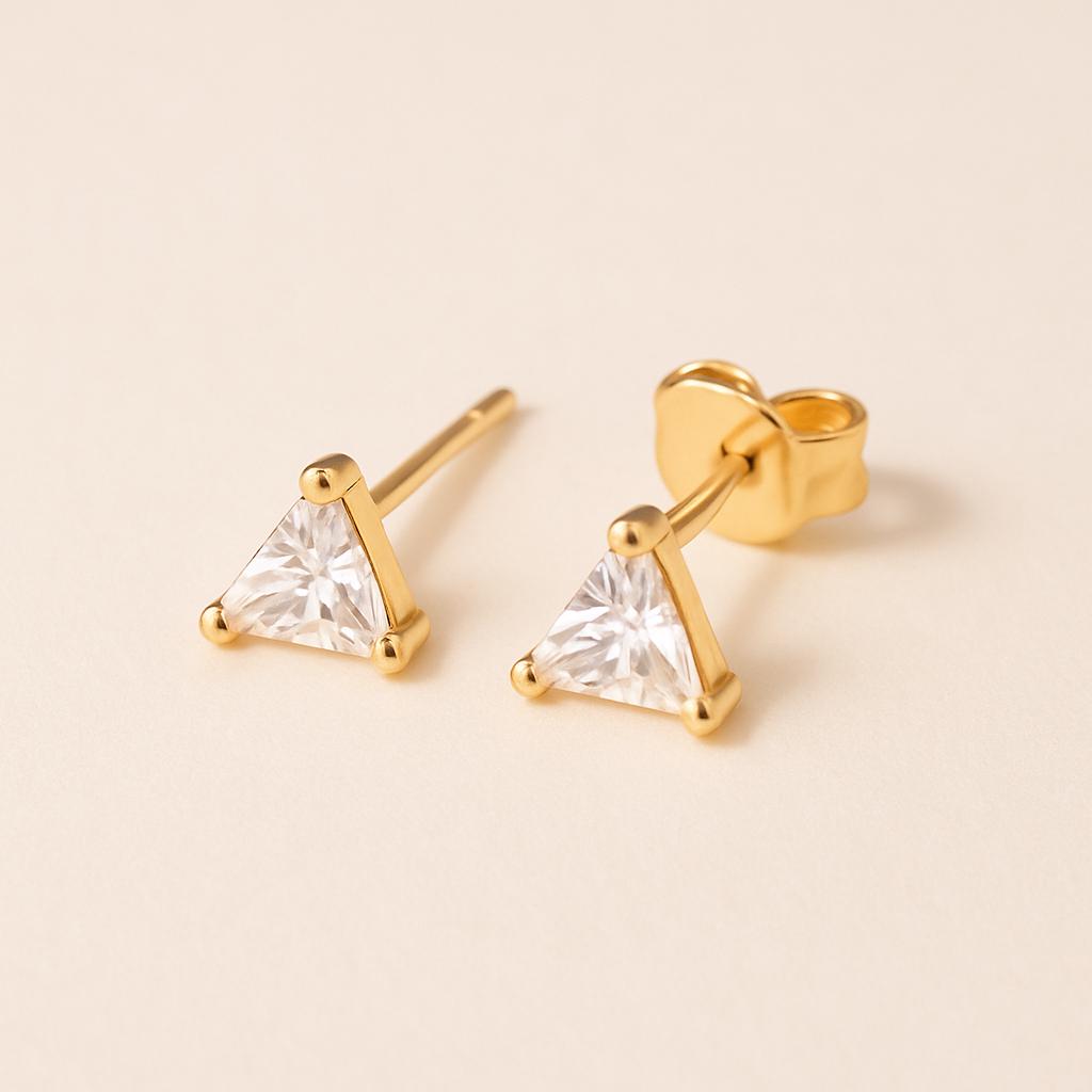 Sterling Silver Triangle CZ Stud Earrings ⢠Minimalist Jewelry