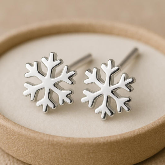 Silver Snowflake Stud Earrings 925 | Winter Earrings | Christmas Jewelry Gift | Minimalist