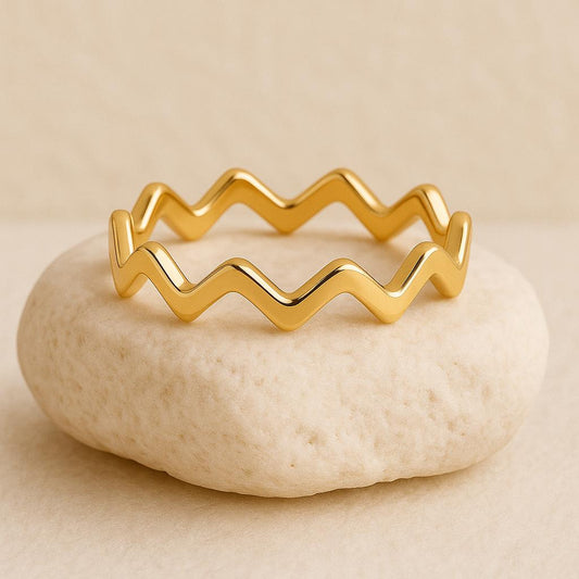 Silver Zigzag Band Ring 925 | Wave Pattern Minimalis | Modern Stackable Ring | Geometric Jewelry |