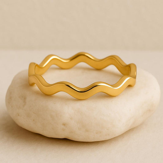 Silver Wave Band Ring 925 | Wavy Minimalist Ring | Ocean Inspired Stackable | Modern Jewelry