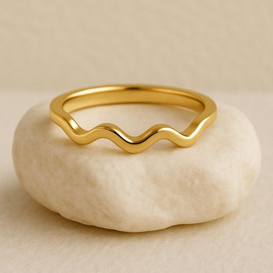 Silver Wave Ring 925 | Minimalist Wavy Band | Ocean Inspired Stacking | Dainty Sterling Silver Jewelry |