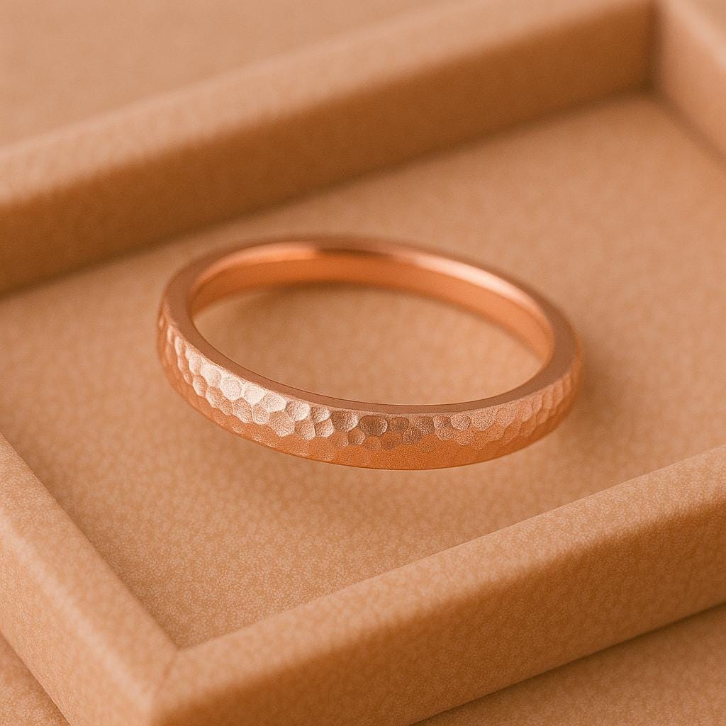 Sterling Silver Hammered Ring ⢠Minimalist 925 Band