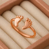 925 Silver Baby Feet Ring • Adjustable Footprint Band • Minimal Mom Jewelry • Sterling Mother Ring